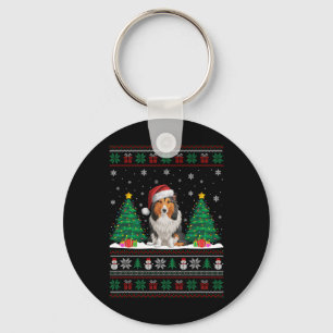 Chaveiro Santa Hat Shetland Sheepdog Dog Xmas Tree Ug