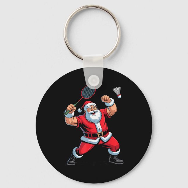 Chaveiro Santa Playing Badminton Funny Holiday Christmas Xm (Frente)
