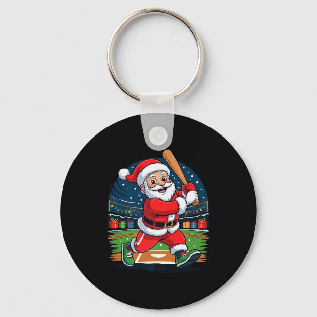 Chaveiro Santa Playing Baseball Funny Holiday Christmas Xma (Frente)
