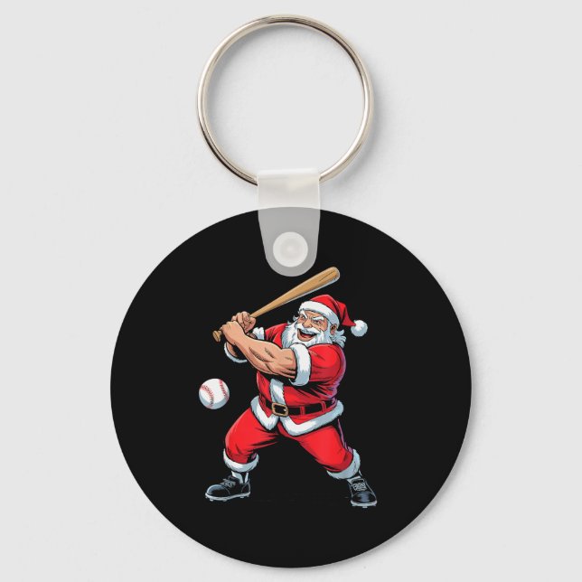 Chaveiro Santa Playing Baseball Funny Holiday Christmas Xma (Frente)