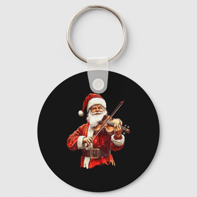 Chaveiro Santa Playing Violin Funny Violin Player Violinist (Frente)