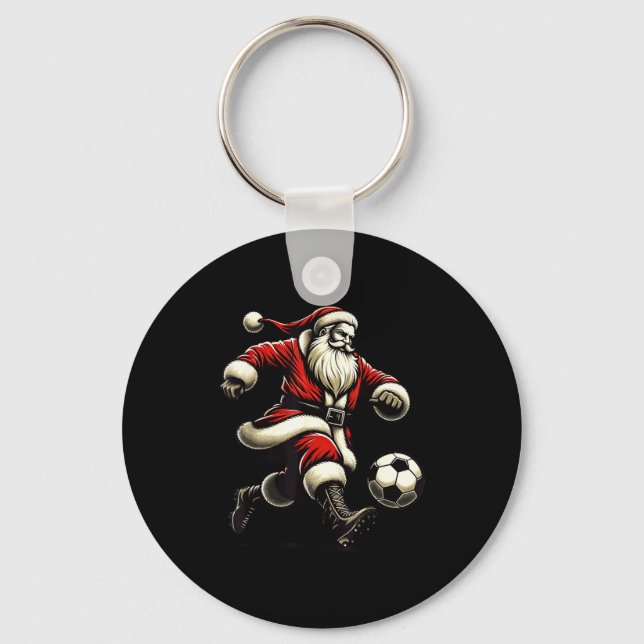 Chaveiro Santa Plays Soccer Srts, Xmas Christmas Women Men  (Frente)