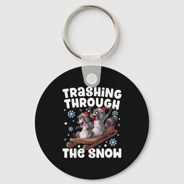 Chaveiro Santa Racoon Trashing Through The Snow Cute Christ (Frente)