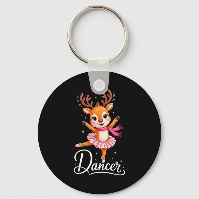 Chaveiro Santa Reindeer Ballet Dancer Cute Christmas Men Wo (Frente)