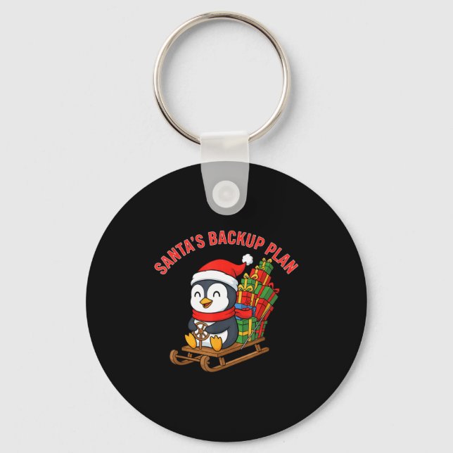 Chaveiro Santa’s Backup Plan Cute Penguin Christmas Design  (Frente)