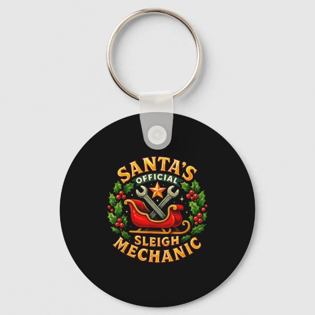 Chaveiro Santa’s Sleigh Mechanic Funny Christmas Design  (Frente)