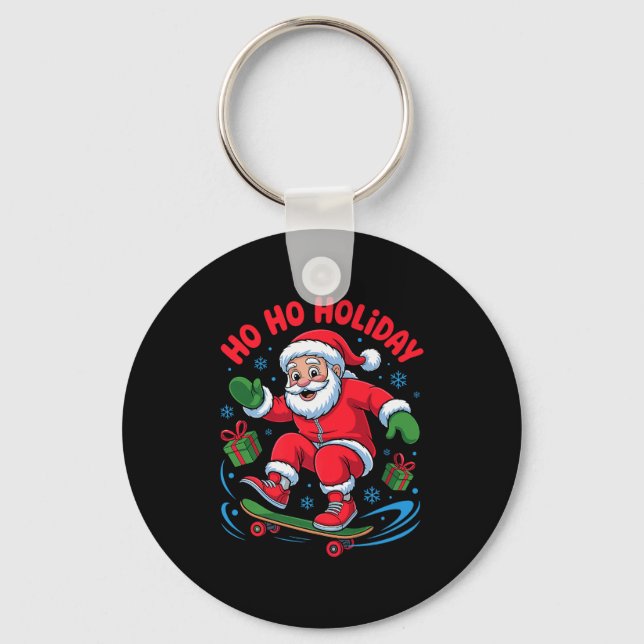 Chaveiro Santa Skater Skateboarding Lover Funny Christmas X (Frente)