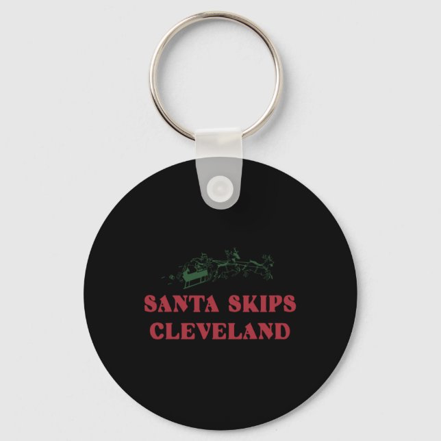 Chaveiro Santa Skips Cleveland Funny Santa Reindeer Xmas Ch (Frente)