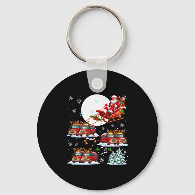 Chaveiro Santa Sleigh Reindeer School Buses Matching Driver (Frente)