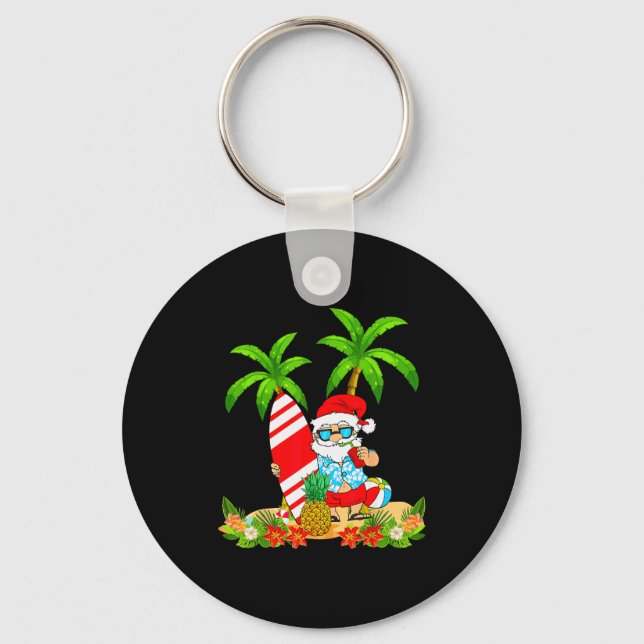 Chaveiro Santa Summer Surfing Christmas In July Beach Vacat (Frente)