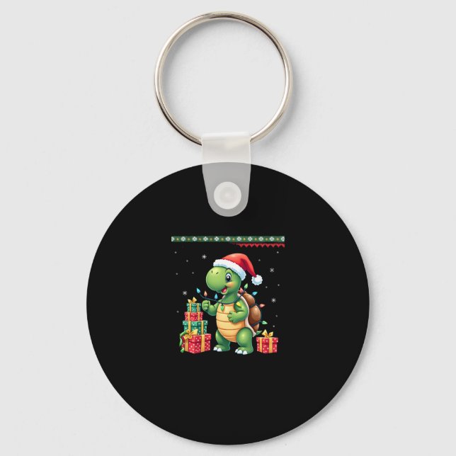 Chaveiro Santa Turtle Christmas Ugly Sweater Funny Holiday  (Frente)