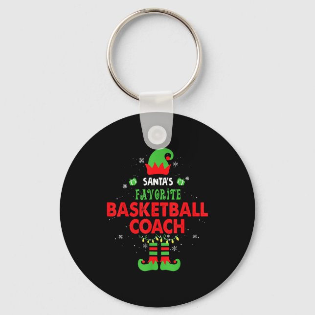 Chaveiro Santa's Favorite Basketball Coach Funny Elf Family (Frente)
