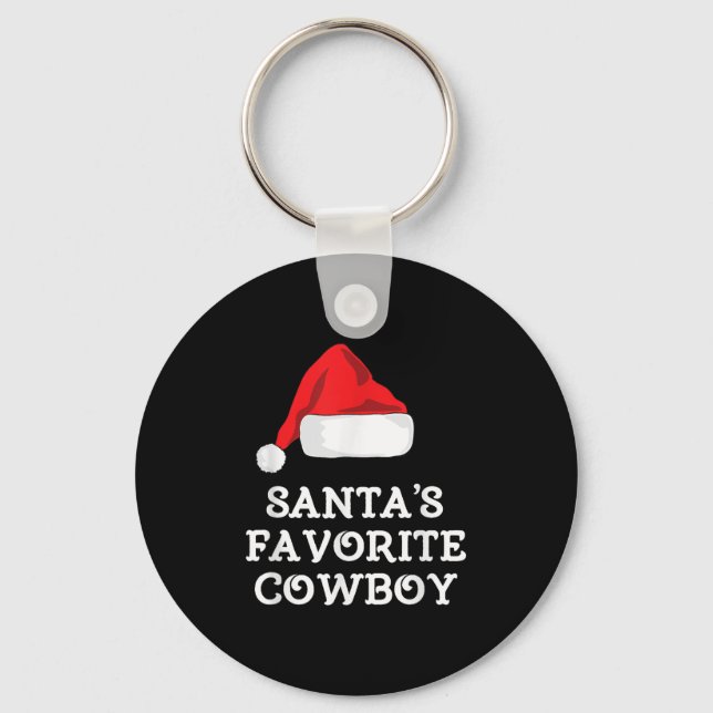 Chaveiro Santa's Favorite Cowboy Christmas Hat Funny Xmas  (Frente)