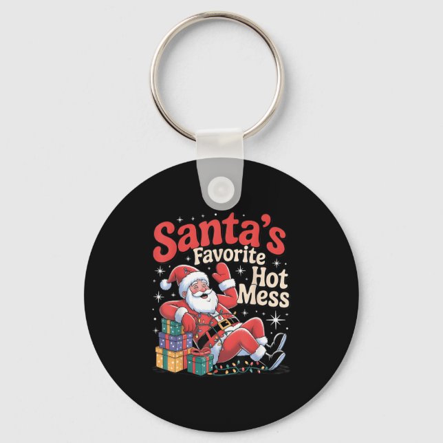 Chaveiro Santa's Favorite Hot Mess Christmas Funny Margarit (Frente)