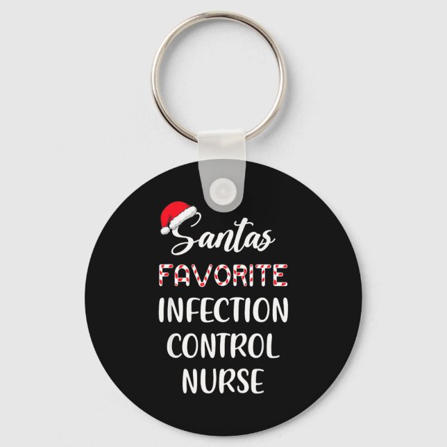Chaveiro Santa's Favorite Infection Control Nurse Christmas (Frente)