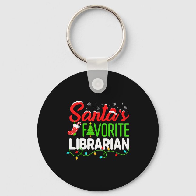 Chaveiro Santa's Favorite Librarian Christmas Library Book  (Frente)