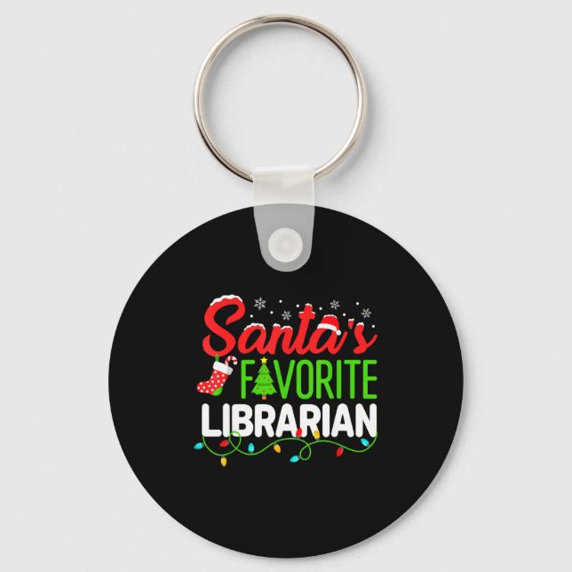 Chaveiro Santa's Favorite Librarian Christmas Library Book  (Frente)