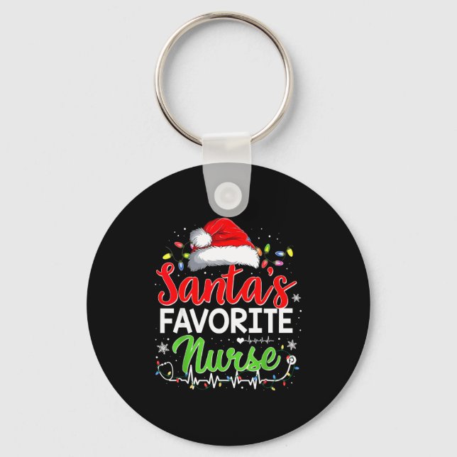 Chaveiro Santa's Favorite Nurse Funny Christmas Nurse Xmas  (Frente)
