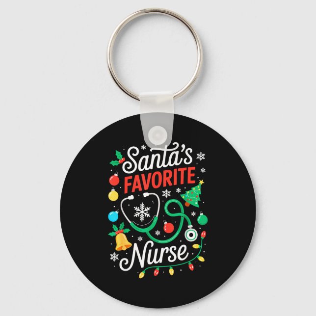 Chaveiro Santa's Favorite Nurse Shirt Men Women Funny Chris (Frente)