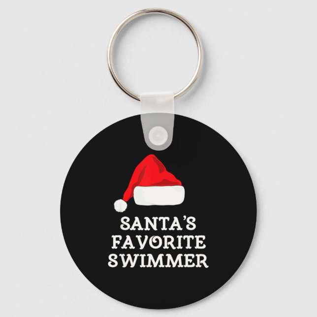 Chaveiro Santa's Favorite Swimmer Christmas Funny Xmas Swim (Frente)