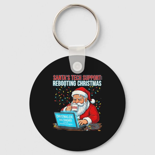 Chaveiro Santa's Tech Suprt_ Rebooting Christmas Funny  (Frente)