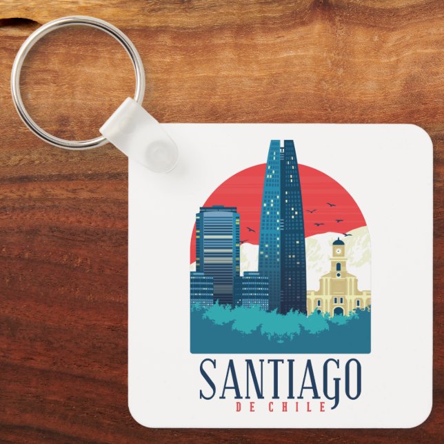 Chaveiro Santiago do Chile Vintage Skyline (Frente)