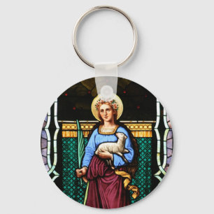 Chaveiro Santo Agnes (Agnes de Roma) - arte do vitral