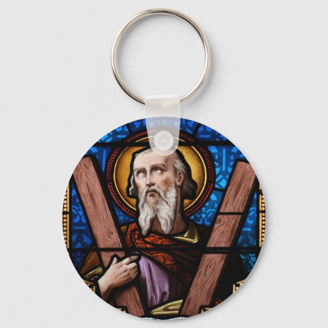 Chaveiro Santo Andrew (Apostle Andrew) Arte de Vidro Estrei (Frente)