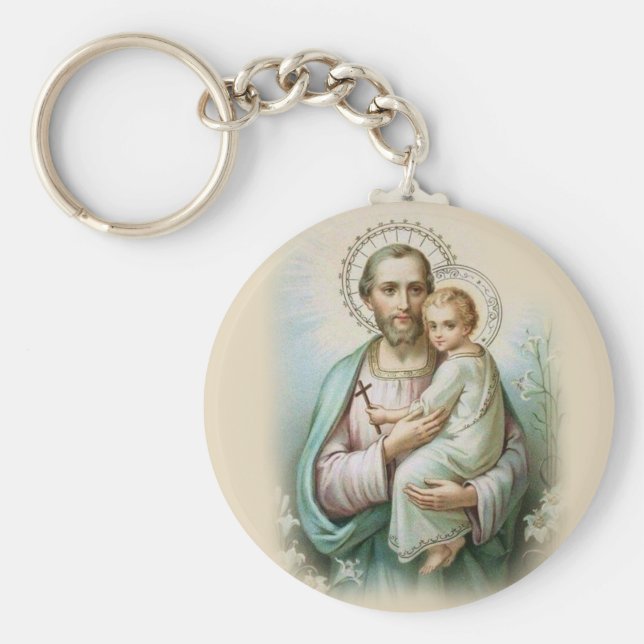 Chaveiro Santo Joseph Baby Jesus Tradicional Lily (Frente)