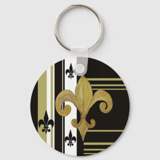 Chaveiro Santos Black and Dourado Fleur de lis