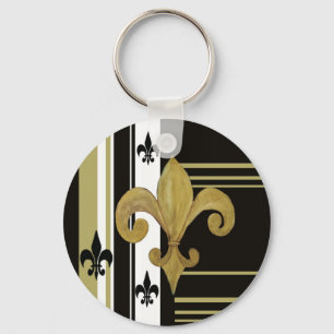 Chaveiro Santos Fleur de lis, preto e Dourado