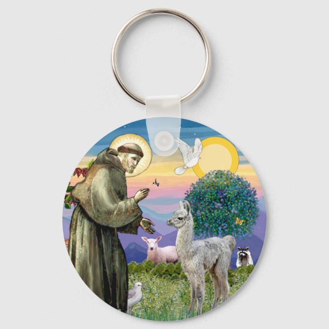 Chaveiro São Francisco e Bebê Lhama (Frente)