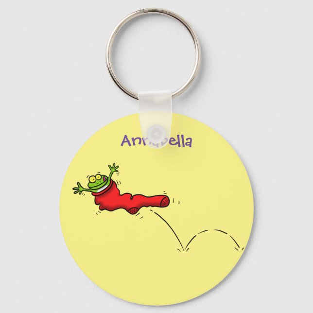 Chaveiro Sapo bonito em um desenho de salto em meia vermelh (Frente)