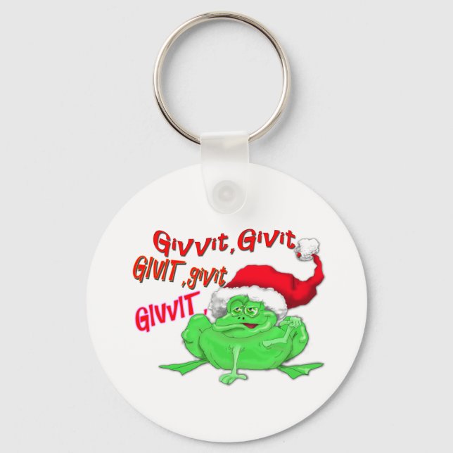 Chaveiro Sapo com sapo santa hat givit givit (Frente)