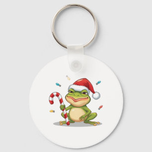 Chaveiro Sapo de Natal Fofo Com Cana de Açúcar - Férias Div