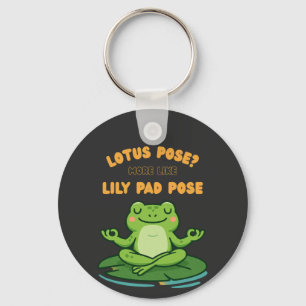 Chaveiro Sapo Engraçado Yoga Cartoon Lotus Lily Pad Design