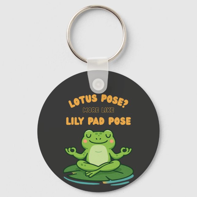 Chaveiro Sapo Engraçado Yoga Cartoon Lotus Lily Pad Design (Frente)