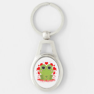 Chaveiro Sapo Fofo Amor XOXO Kawaii Animal Arte do Coração