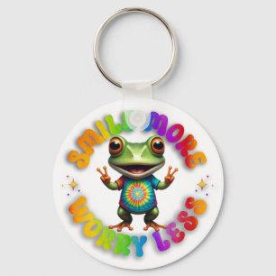 Chaveiro Sapo Hippie Feliz Víblias Positivas Bonitas e Colo