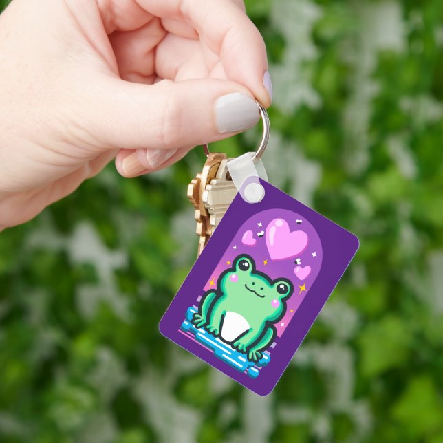 Chaveiro Sapo Kawaii Froggie e Corações (Mão)