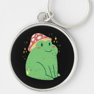 Chaveiro Sapo Verde Fofo com Chapéu de Cogumelo