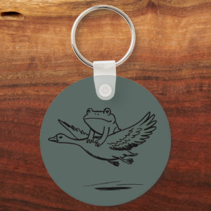 Chaveiro Sapo Vintage Montando Ganso Natureza Caprichoso An