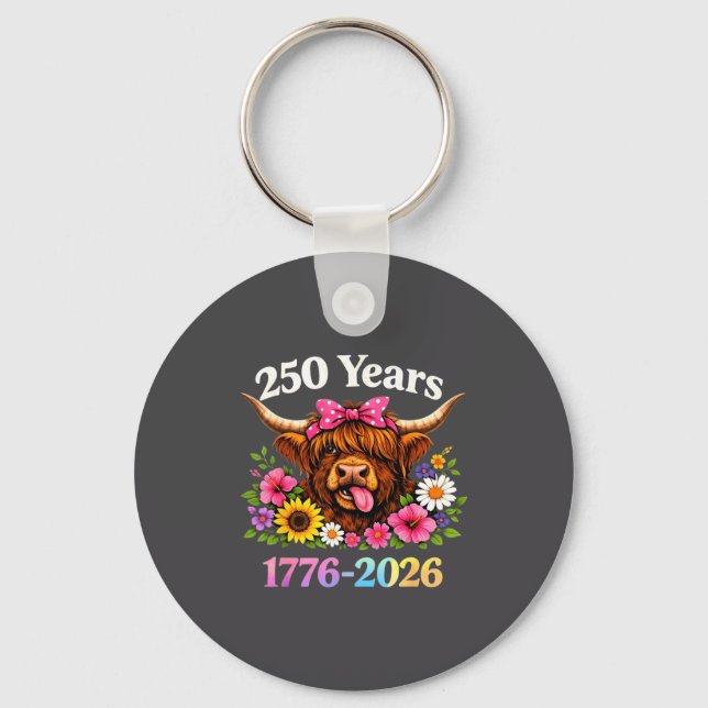 Chaveiro Sarcasm Highland Cow Happy New 250 Years American  (Frente)