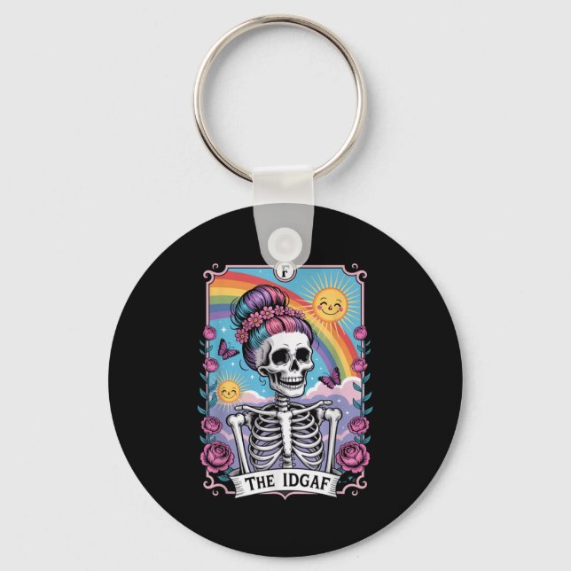 Chaveiro Sarcastic Skeleton The Idgaf Funny Tarot Card Goth (Frente)