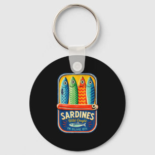 Chaveiro Sardinhas peixe enlatado gráfico retrô verão para 
