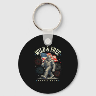 Chaveiro Sasquatch engraçado bandeira americana selvagem e