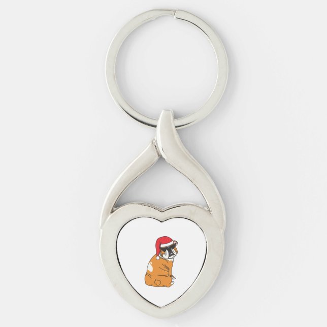 Chaveiro Sassy Bulldog em Santa Hat (Frente)