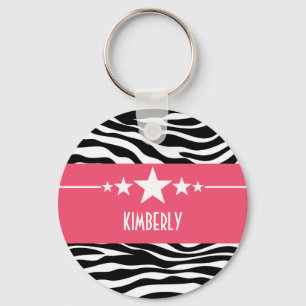 Chaveiro Sassy cor-de-rosa da zebra da estrela