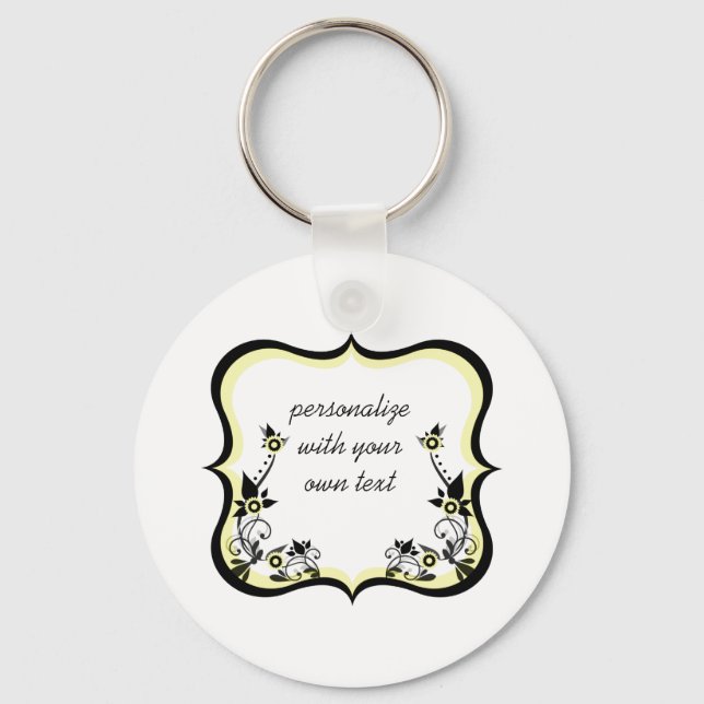 Chaveiro Sassy Floral Frame Chaveiro, Amarelo claro (Frente)