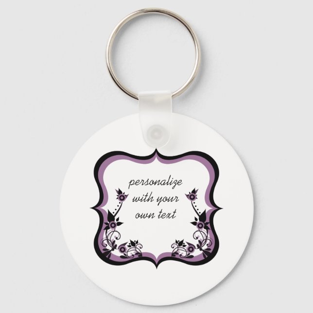 Chaveiro Sassy Floral Frame Chaveiro, Roxo (Frente)